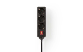 Regleta - Contacto con protección e interruptor de encendido/apagado - 3 tomas - 1,5 m - Negro -