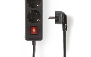 Regleta - Contacto con protección e interruptor de encendido/apagado - 3 tomas - 1,5 m - Negro -