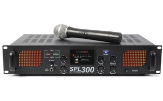 SkyTec SPL 300VHFMP3 Amplificador con LEDs Ámbar + EQ Negro