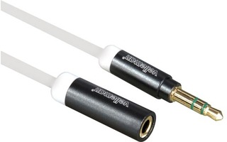 Cable espiral 3.5 mm estéreo macho a 3 polos a 3.5 mm estéreo hembra 3 polos - color blanco - 2m