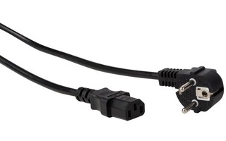 Cable de alimentación - color negro - CEE 7/7 90° + C13 - 1.5 m - 3G1.0 mm²