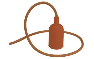 Lámpara de diseño con cable de tela - para colgar del techo - color Marrón