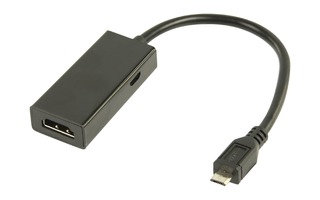 Cable adaptador MHL, USB 5-pines Micro B macho – salida HDMI + USB Micro B hembra, 0,20m, negro