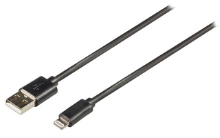 Cable USB de sincronización y carga, Lightning macho – USB A macho, 1,00 m, negro