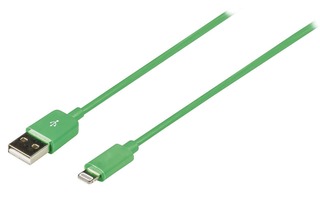 Cable USB de sincronización y carga, Lightning macho – USB A macho, 1,00 m, verde