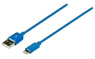 Cable USB de sincronización y carga, Lightning macho – USB A macho, 1,00 m, azul