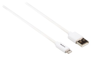 Cable USB de sincronización y carga, Lightning macho – USB A macho, 1,00 m, blanco