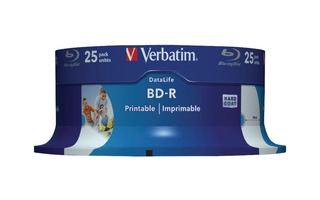 Verbatim 43811 - BD-R SL Datalife 25GB 6x Wide Inkjet Printable 25 Pack