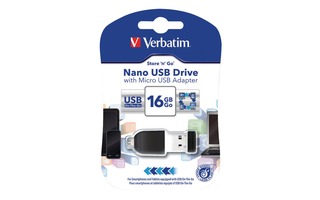 Verbatim 49821 - Memoria NANO USB 16 GB con adaptador Micro USB
