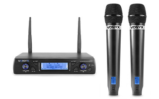 Vonyx WM62 Wireless Microphone UHF 16Ch with 2 Handheld Microphones