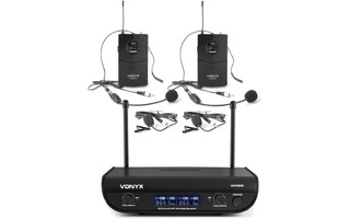 Vonyx WM82 Microfono inalambrico digital UHF 2 canales con 2 micros de cabeza