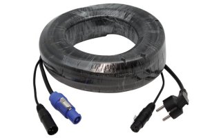 Cable de alimentación/Iluminación 10m - Schuko a PowerCon XLR Macho a Hembra