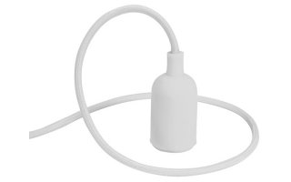Lámpara de diseño con cable de tela - para colgar del techo - color Blanco