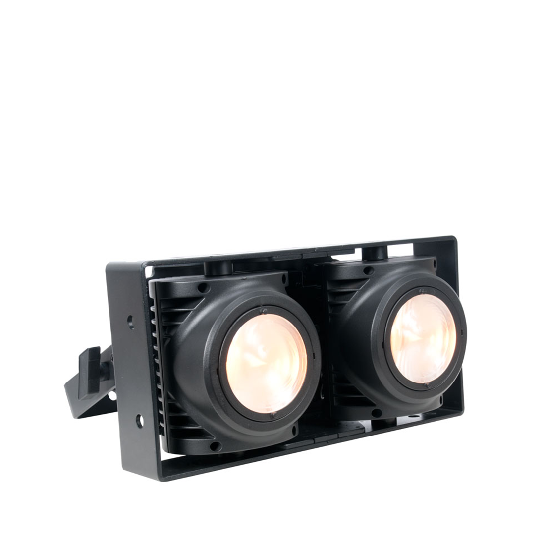 Blinder Elation DTW Blinder 350 IP de duas c&eacute;lulas LED acesas em branco quente, com lira e suportes laterais