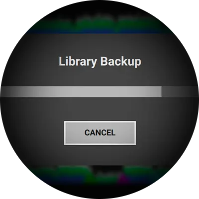 Ventana de copia de seguridad de la biblioteca en Engine DJ Desktop