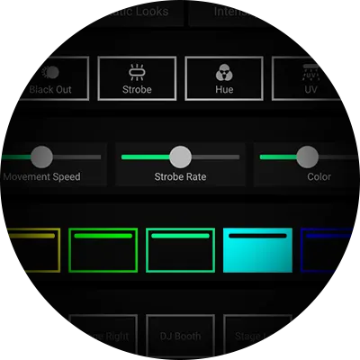 Controles de iluminaci&oacute;n DMX en la pantalla del equipo